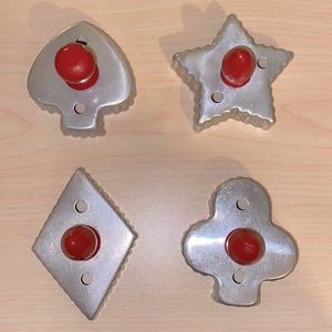 Set of four vintage cookie cutter’s aluminum w/ wood painted red handles
